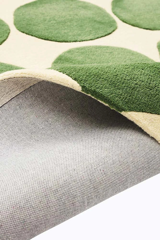 Hand Tufted Green Polka Dot Rug, Modern Scandinavian Area Rug, Abstract Wool Carpet, Minimalist Living Room Rug, Contemporary Bedroom Rug, Handmade Accent Rug, Custom Size