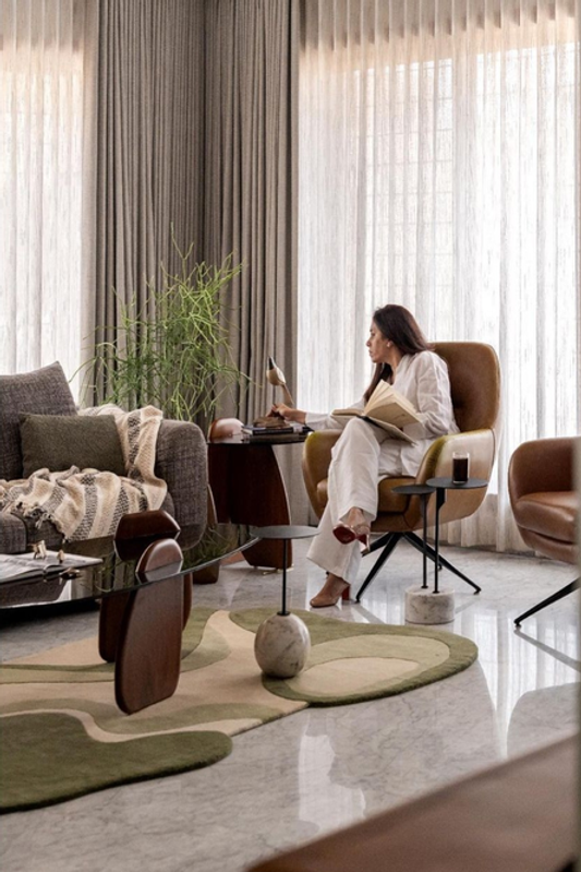 Modern Abstract Green Hand-Tufted Rug | Unique Organic Shape Carpet for Living Room, Bedroom & Home Decor