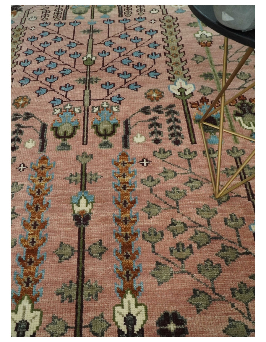 Hand-Knotted Oushak Rug – Vintage Turkish Design, Soft Pastel Wool Area Carpet