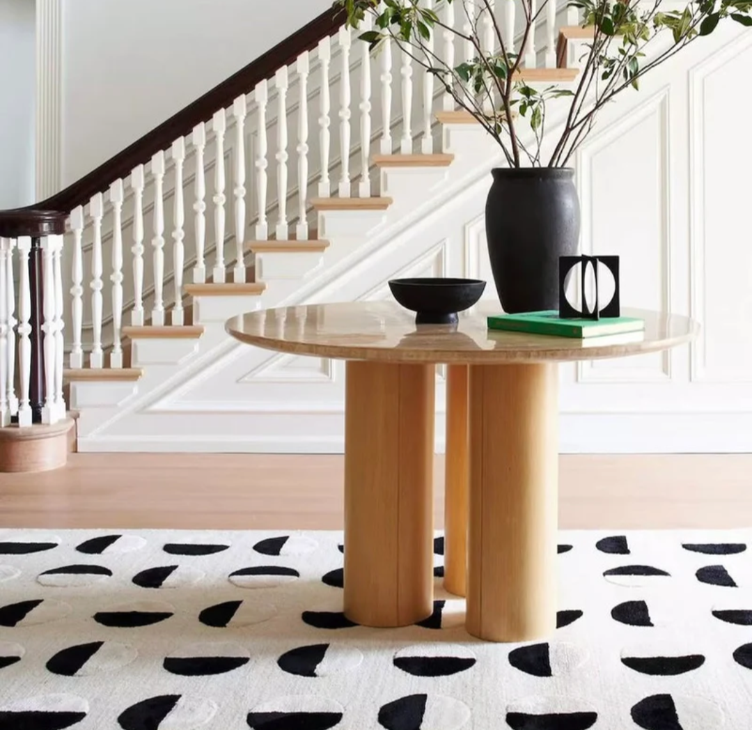 Modern Black & White Polka Dot Rug – Hand Tufted Geometric Circle Pattern Carpet for Living Room, Bedroom & Contemporary Home Décor