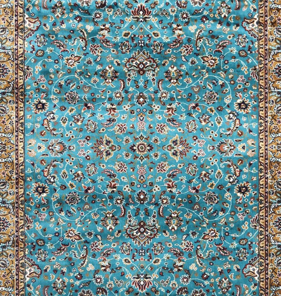 Luxury Silk Carpet – Persian Design Blue Area Rug | Soft, Shiny, Premium Home Decor