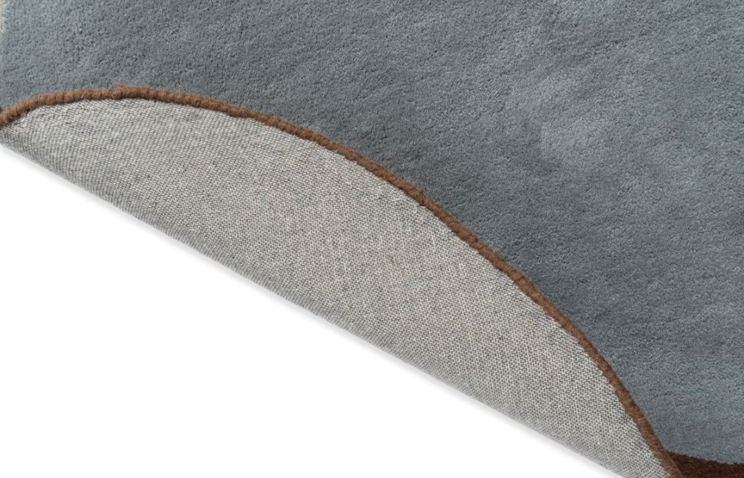 Contemporary Organic Shape Area Rug – Overlapping Blue, Brown & Gray Abstract Design for Modern Living Room & Bedroom Décor