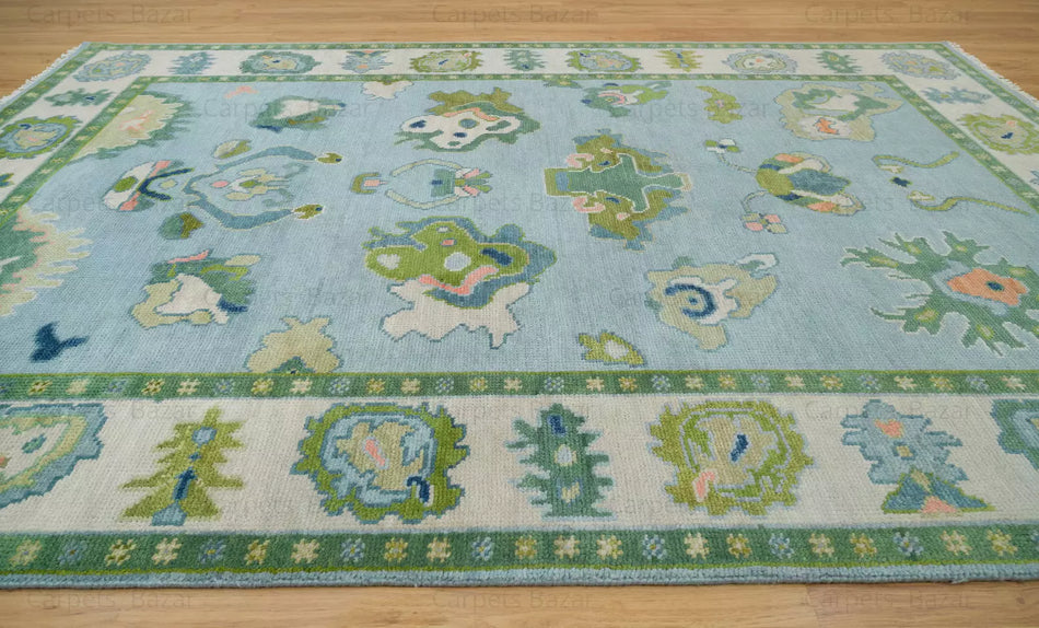 Handknotted Oushak Rug – Authentic Turkish Wool Carpet | Luxury Oriental Area Rug for Living Room & Bedroom Decor