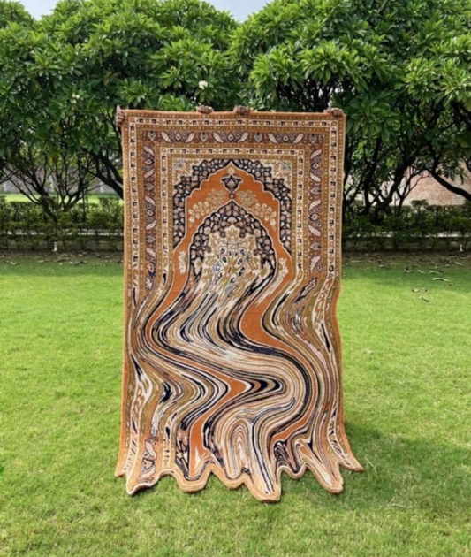 Wavy Melted Illusion Rug | Modern Trippy Handwoven Carpet for Living Room, Boho Aesthetic Area Rug, Unique Statement Floor Decor