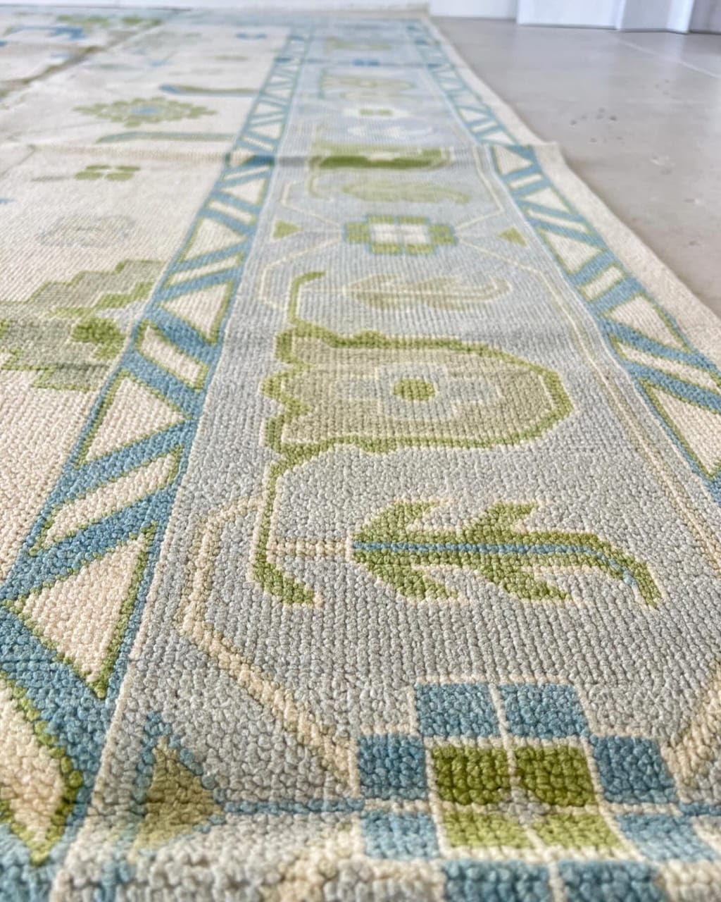 Hand-Knotted Oushak Rug – Traditional Turkish Wool Carpet, Bohemian Antique Style, Living Room & Bedroom Area Rug