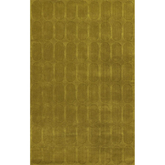 Luxury Hand-Tufted Olive Green Wool Rug | Geometric Capsule Pattern for Mid-Century & Modern Spaces
