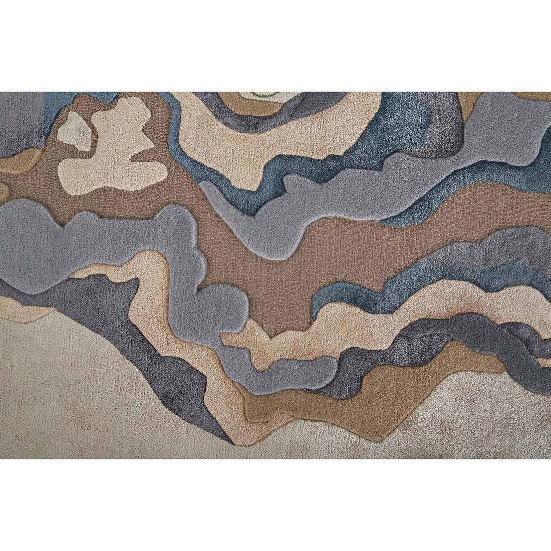 Hand Tufted Abstract Area Rug, Modern Blue Beige Wool Carpet, Luxury Contemporary Living Room Rug, Handmade Designer Floor Rug, Custom Size Home Decor