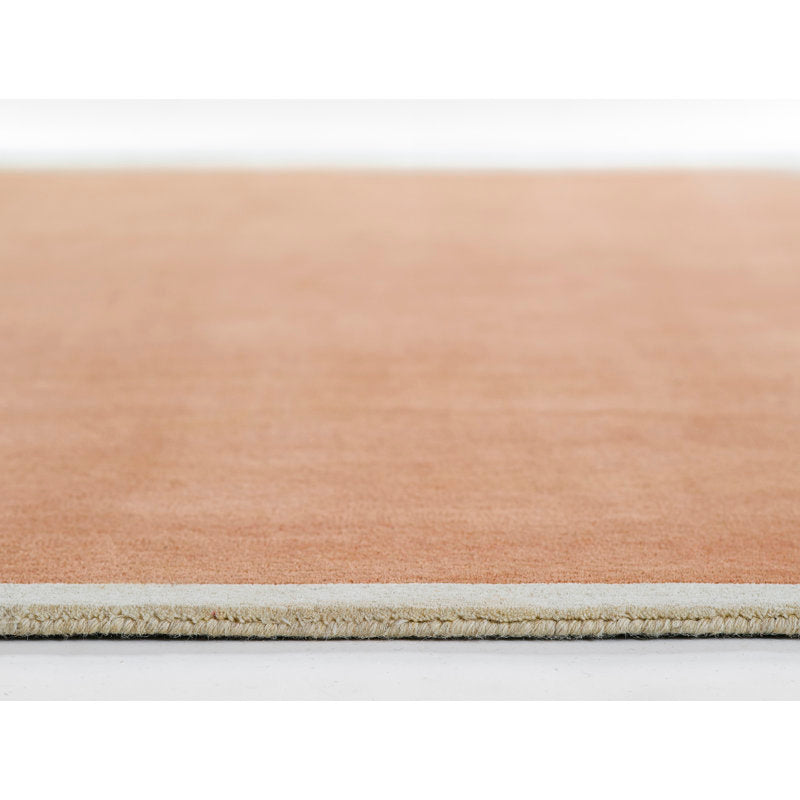 Rust Orange Minimalist Area Rug with Cream Border – Modern Hand-Tufted Carpet for Living Room, Bedroom & Office Décor