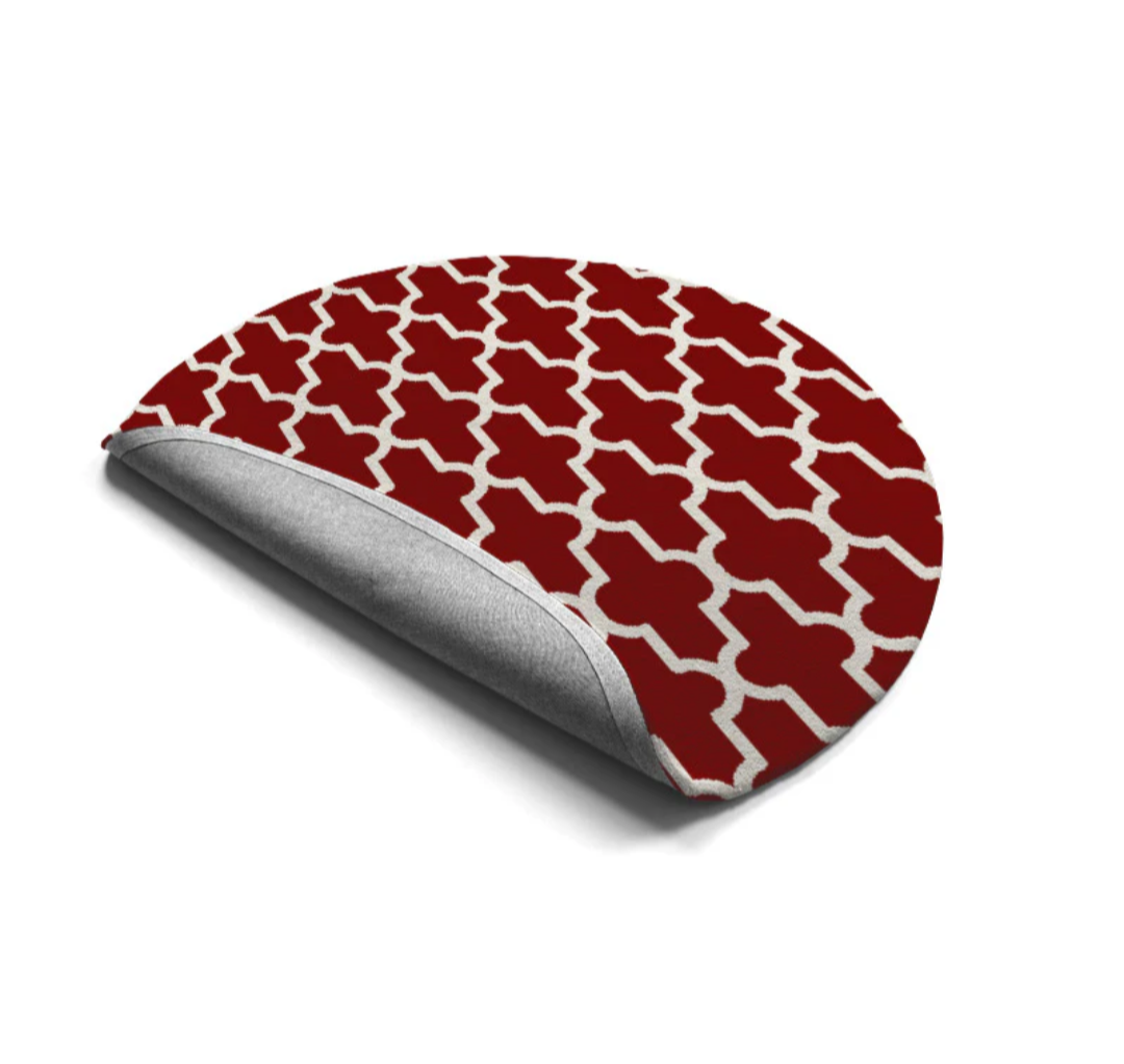 Red & White Round Moroccan Trellis Rug – Modern Geometric Area Carpet for Living Room, Bedroom & Home Décor