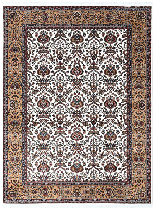 Persian Silk Rug – Premium Floral Pattern Luxury Area Carpet, Soft Smooth Finish, Classic Traditional Home Decor Rug
