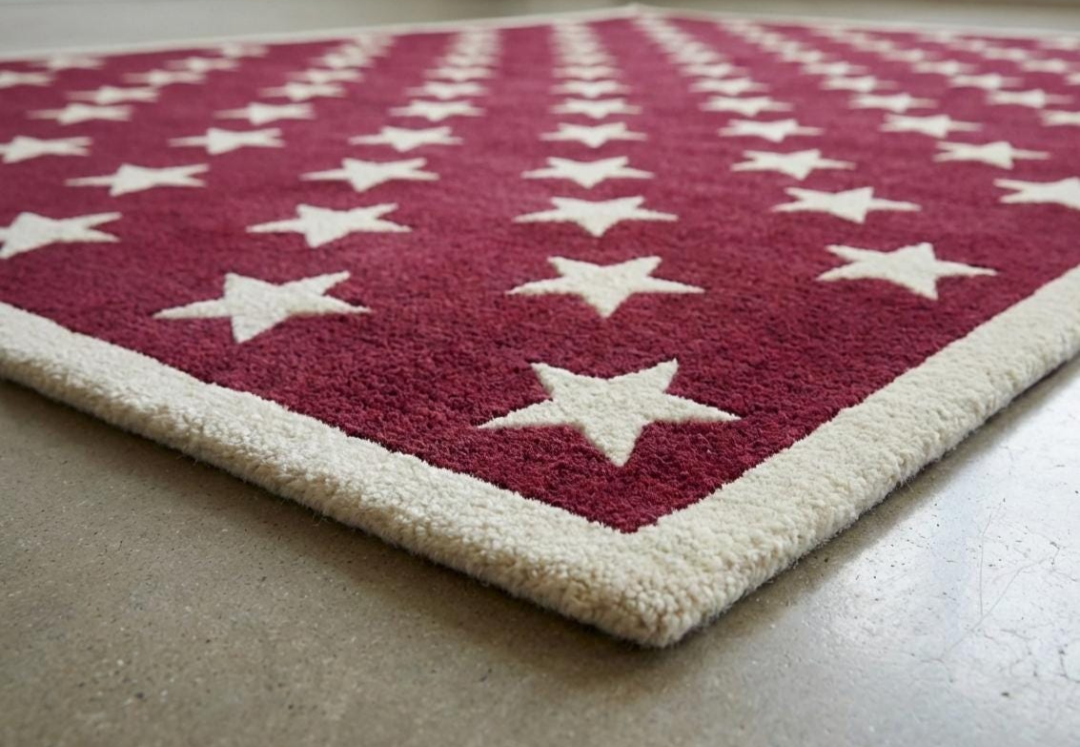 Hand Tufted American Star Rug, Patriotic Area Rug, Red White Blue Wool Carpet, Modern Living Room Rug, Custom Handmade Statement Rug