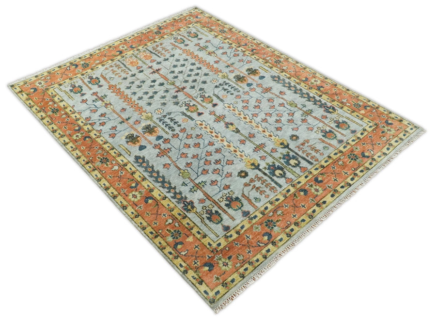 Handknotted Oushak Rug – Authentic Turkish Wool Area Carpet with Vintage Floral Design | Luxury Oriental Rug