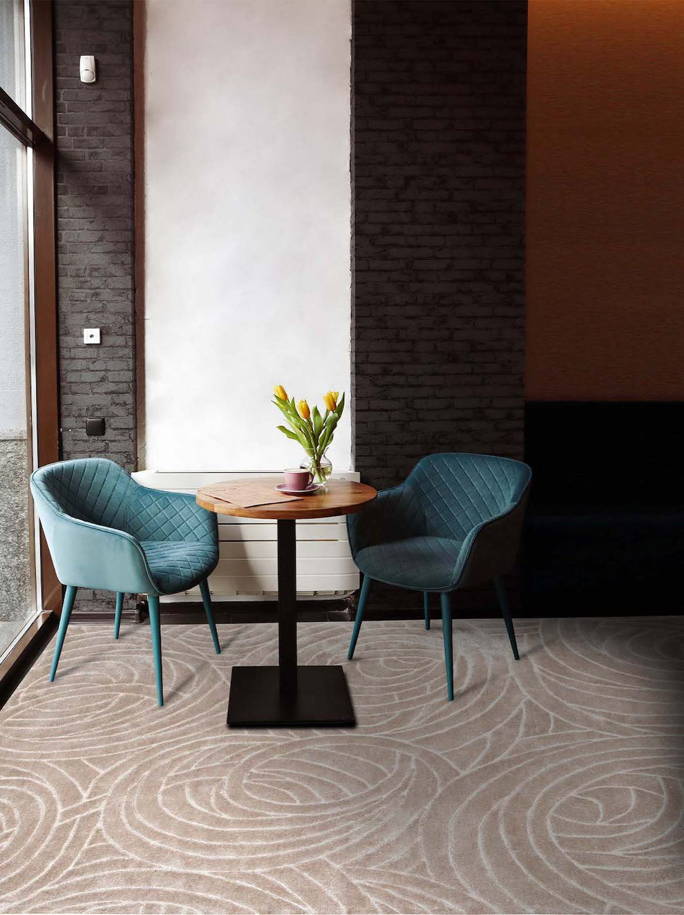 Handmade Modern Beige Area Rug – Soft Textured Swirl Pattern Carpet for Living Room, Bedroom & Home Décor