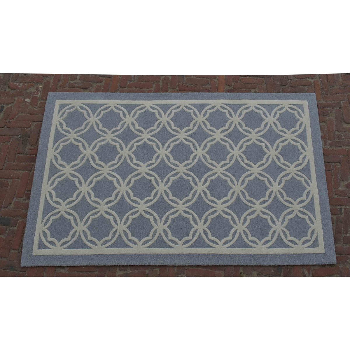 Handmade Grey & Ivory Geometric Rug – Modern Lattice Design Carpet for Living Room, Bedroom & Home Décor
