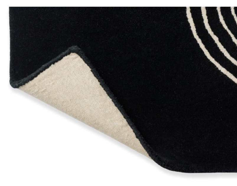 Modern Abstract Black & White Wool Rug – Hand-Tufted Contemporary Swirl Design for Living Room, Bedroom & Office Décor