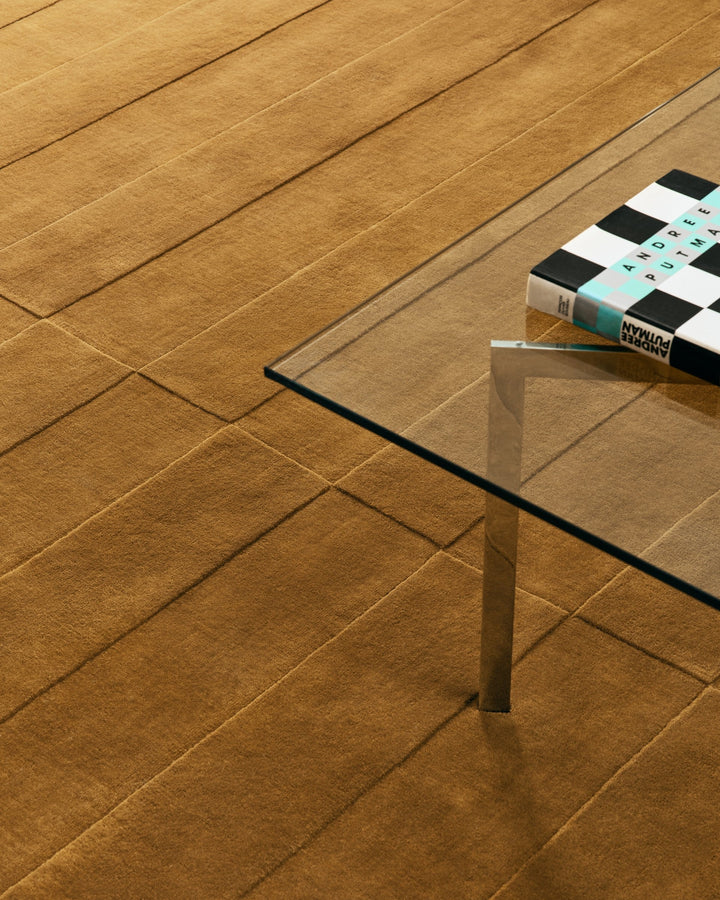 Handmade Mustard Yellow Modern Geometric Area Rug – Luxury Wool Carpet for Living Room, Bedroom & Office Décor