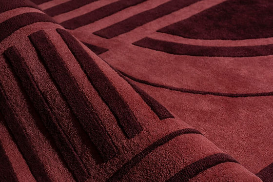 Modern Geometric Hand-Tufted Rug | Luxury Red & Black Abstract Carpet for Living Room & Bedroom Decor