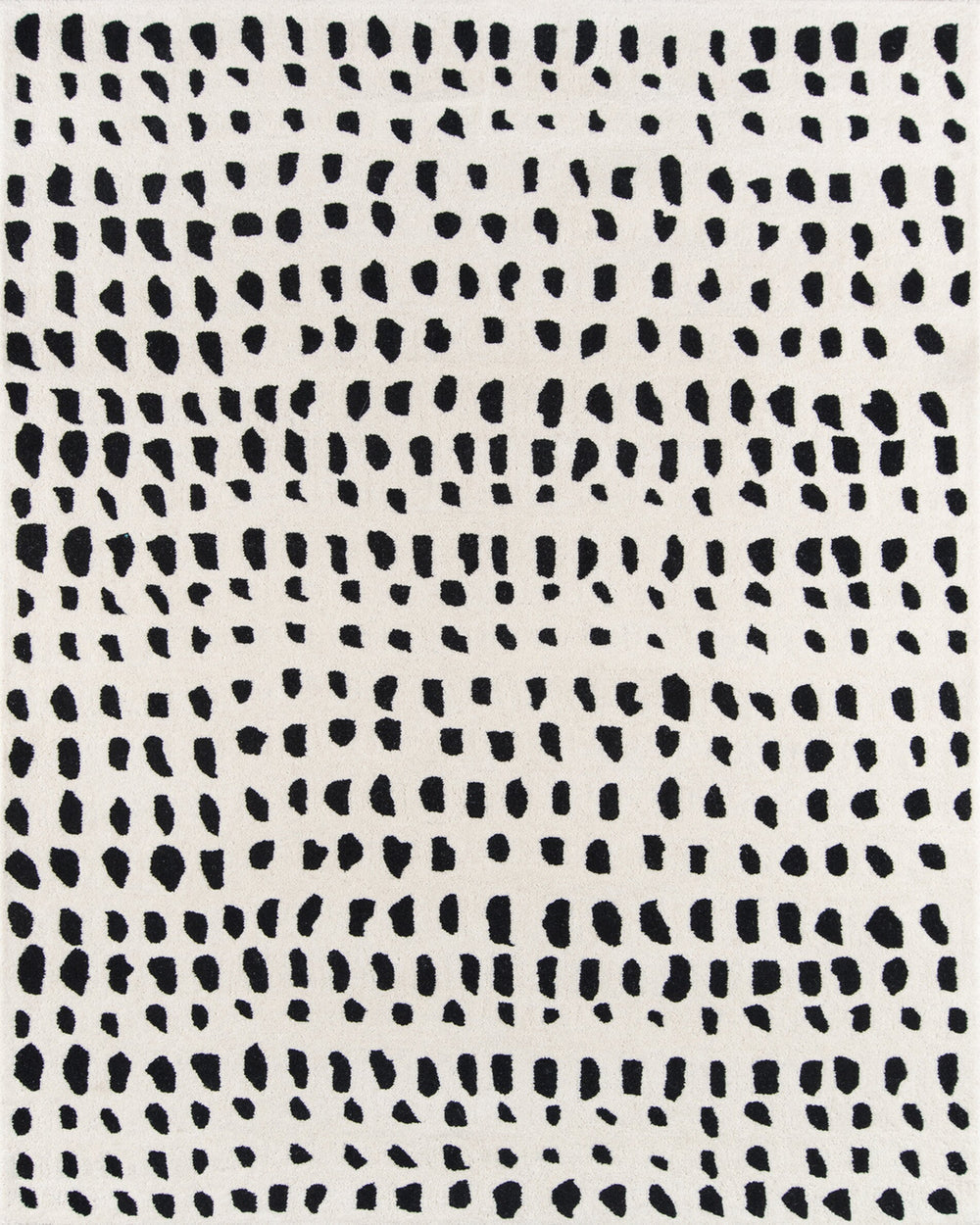 Modern Black & White Hand Tufted Wool Rug – Minimalist Abstract Dotted Area Rug, Scandinavian Style Living Room Carpet