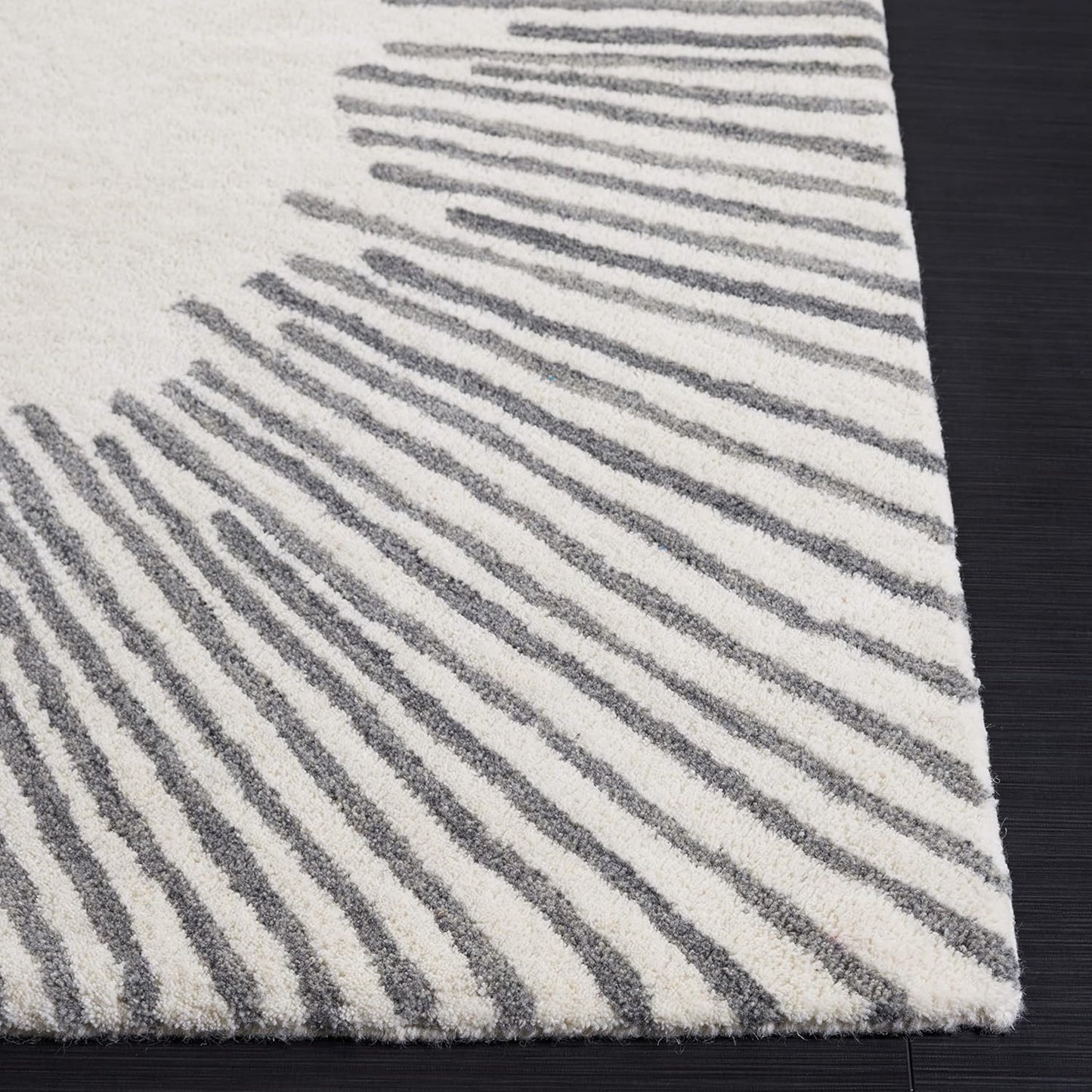 Modern White and Gray Sunburst Area Rug | Hand-Tufted Contemporary Carpet for Living Room, Bedroom & Office Décor