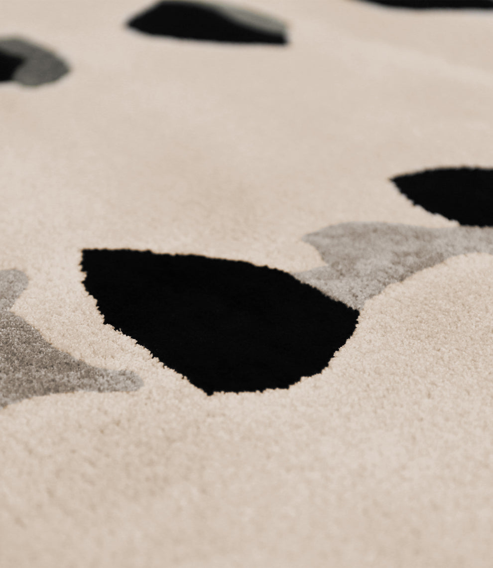 Ivory & Black Abstract Hand Tufted Wool Rug – Modern Scandinavian Area Rug for Living Room & Bedroom