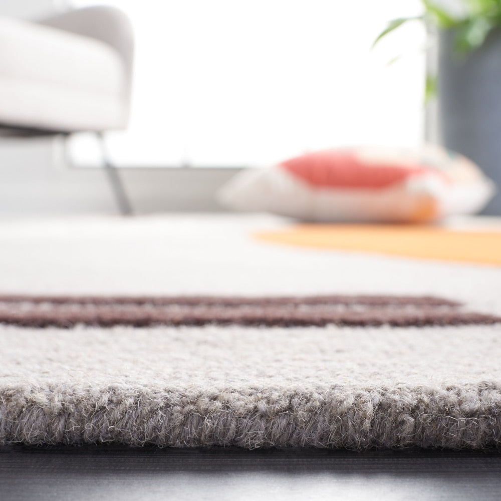Modern Grey and Orange Abstract Area Rug – Minimalist Geometric Pattern Carpet for Living Room, Bedroom & Office Decor