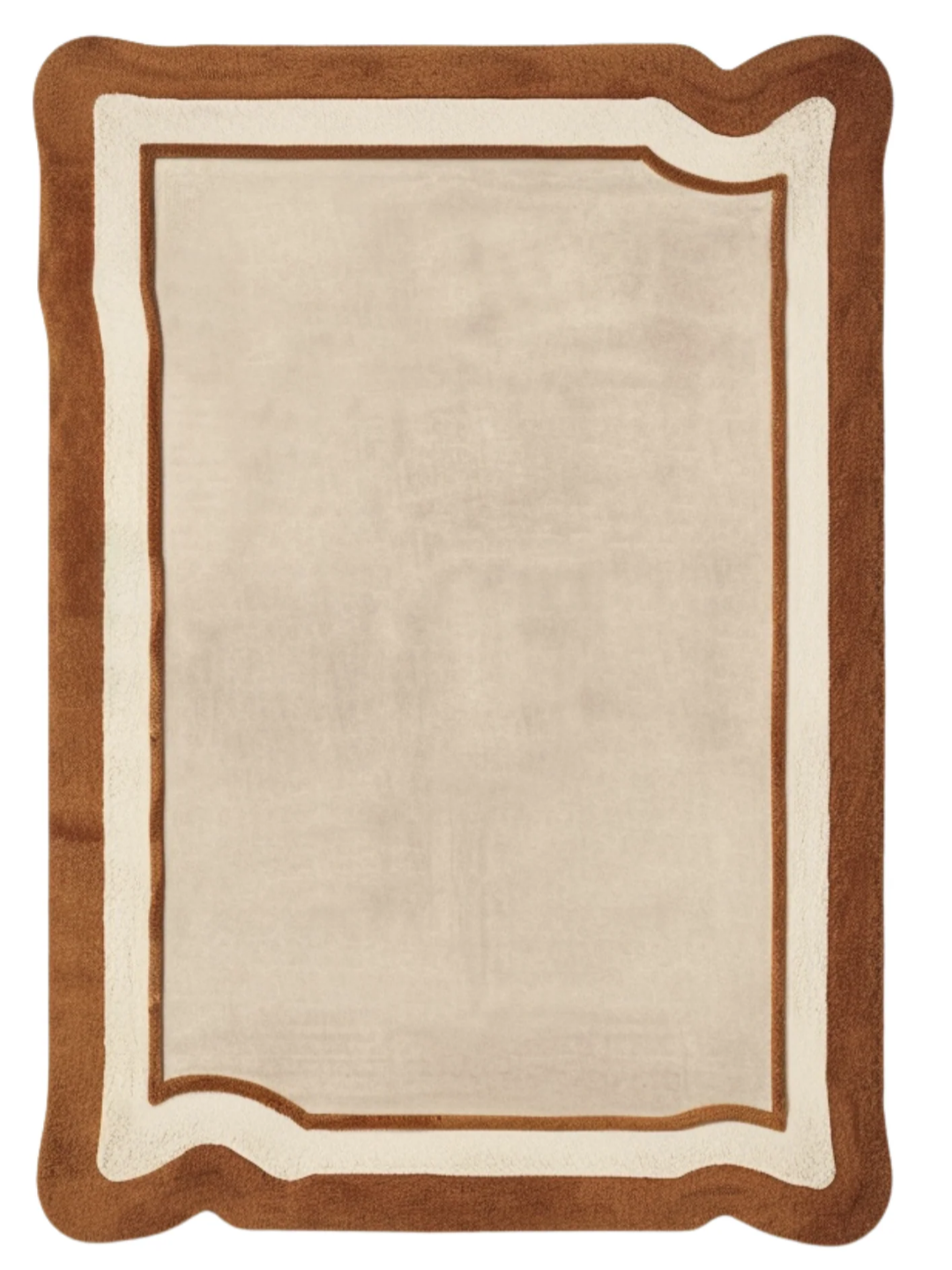 Modern Beige and Brown Border Area Rug – Contemporary Minimalist Carpet for Living Room, Bedroom & Office Decor
