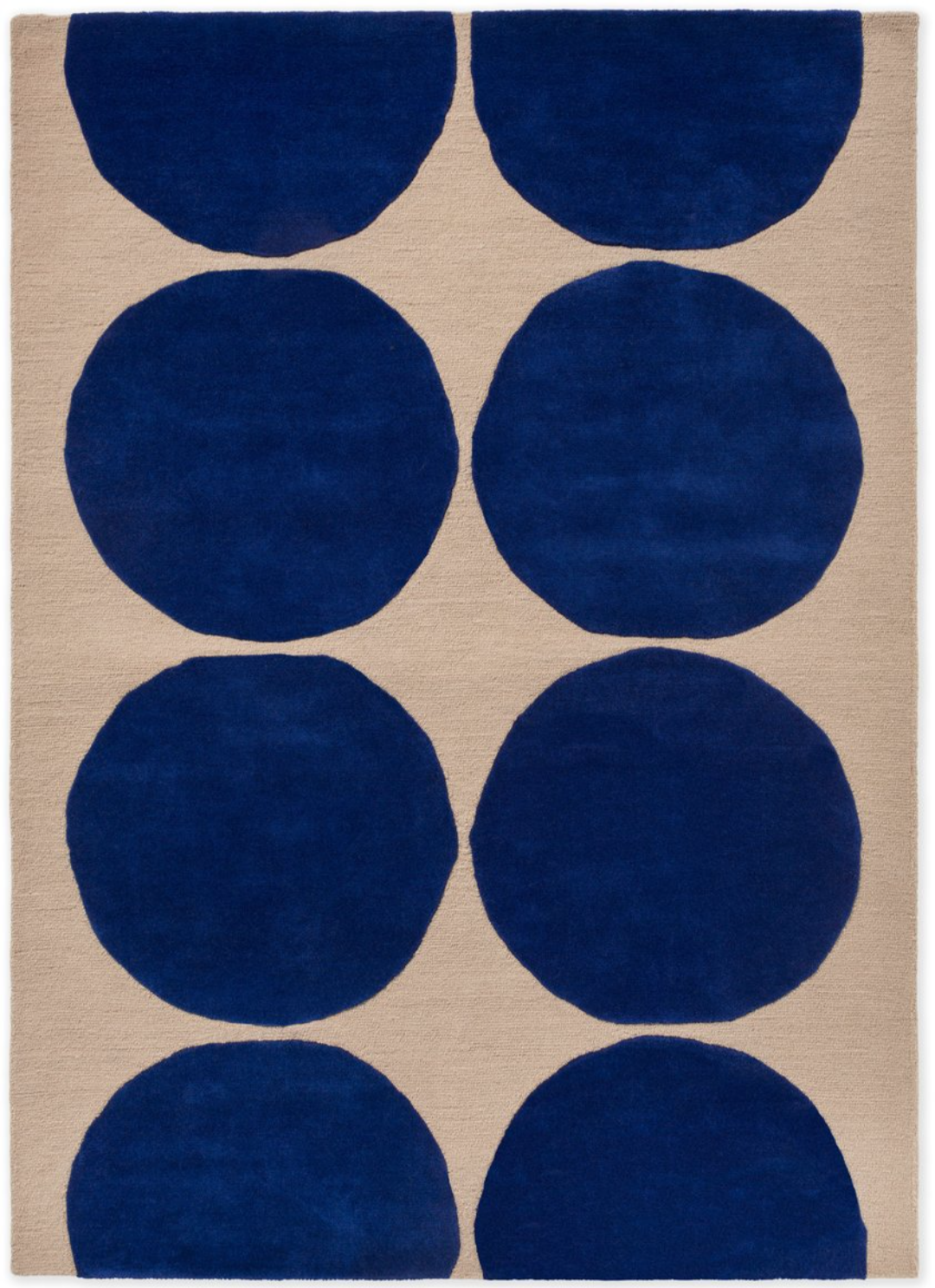 Modern Blue Polka Dot Area Rug on Beige – Bold Geometric Handcrafted Carpet for Living Room, Bedroom & Office Décor
