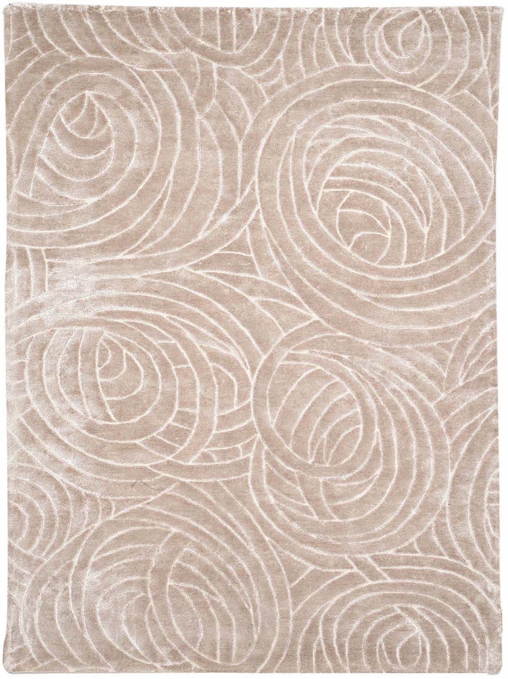 Handmade Modern Beige Area Rug – Soft Textured Swirl Pattern Carpet for Living Room, Bedroom & Home Décor