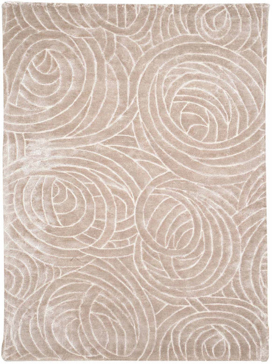 Handmade Modern Beige Area Rug – Soft Textured Swirl Pattern Carpet for Living Room, Bedroom & Home Décor