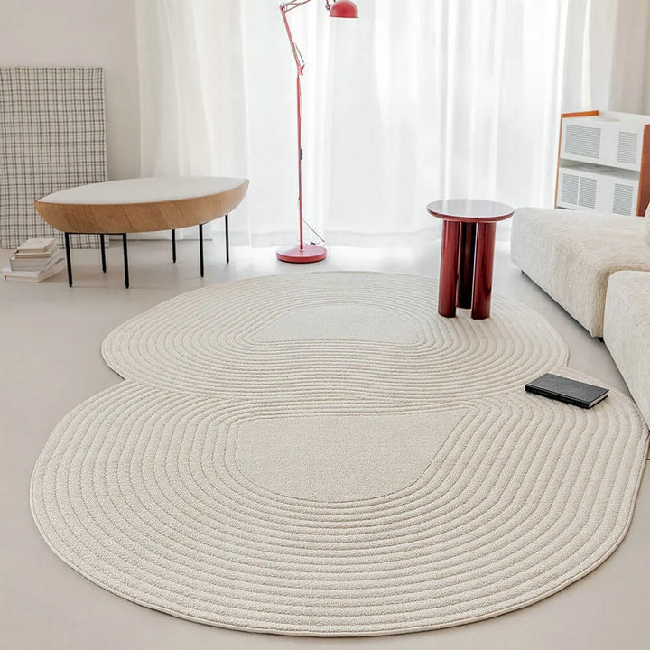 Modern Minimalist Living Room Rug – Abstract Curved Area Carpet for Cozy & Stylish Home Decor