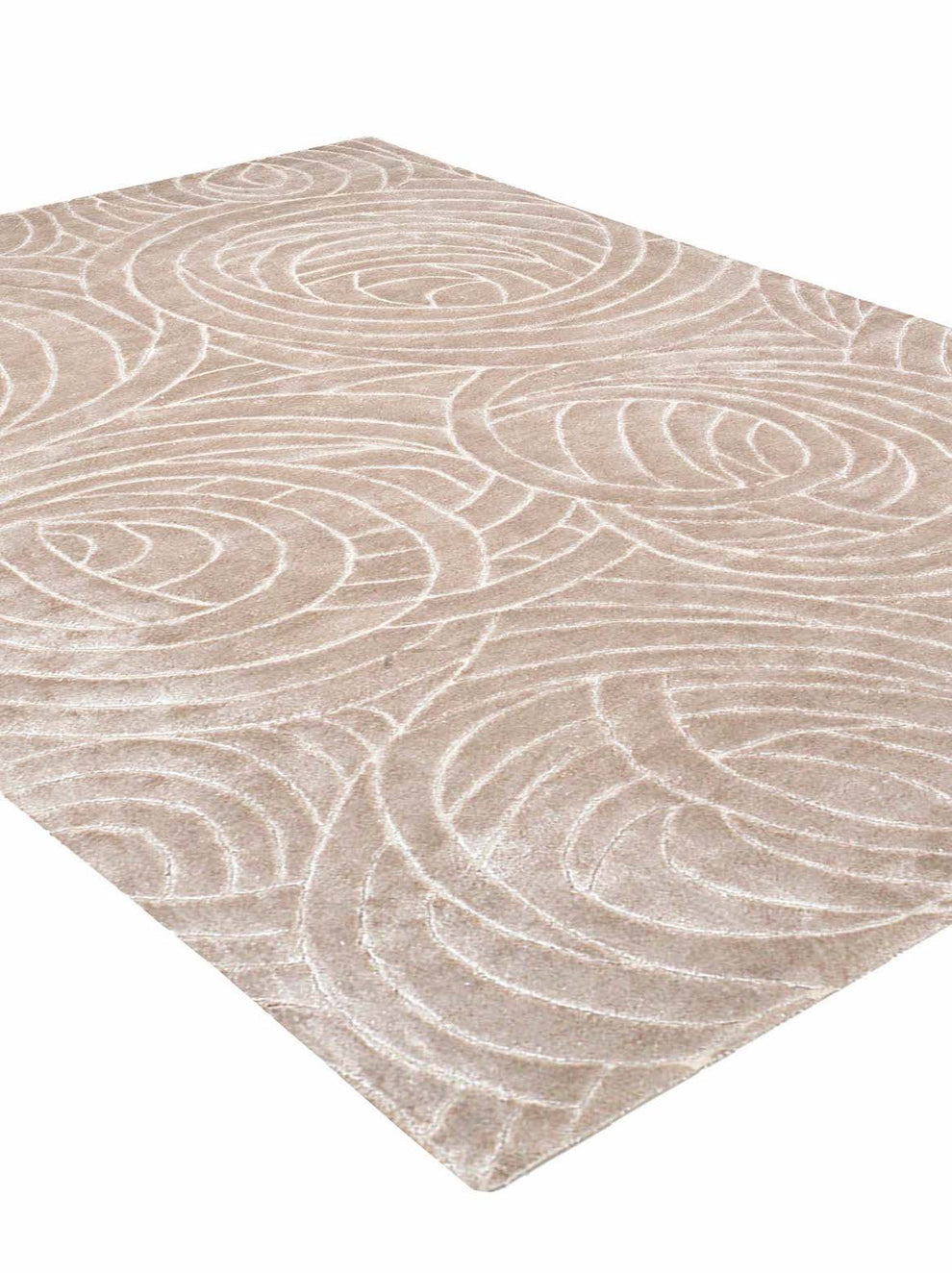 Handmade Modern Beige Area Rug – Soft Textured Swirl Pattern Carpet for Living Room, Bedroom & Home Décor