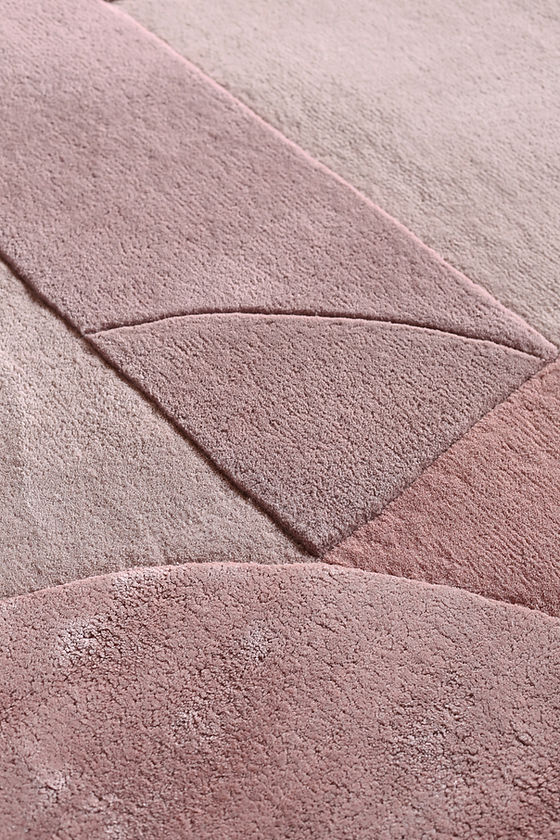 Handmade Pink Geometric Wool Rug – Modern Minimalist Area Carpet for Living Room, Bedroom & Luxury Home Décor