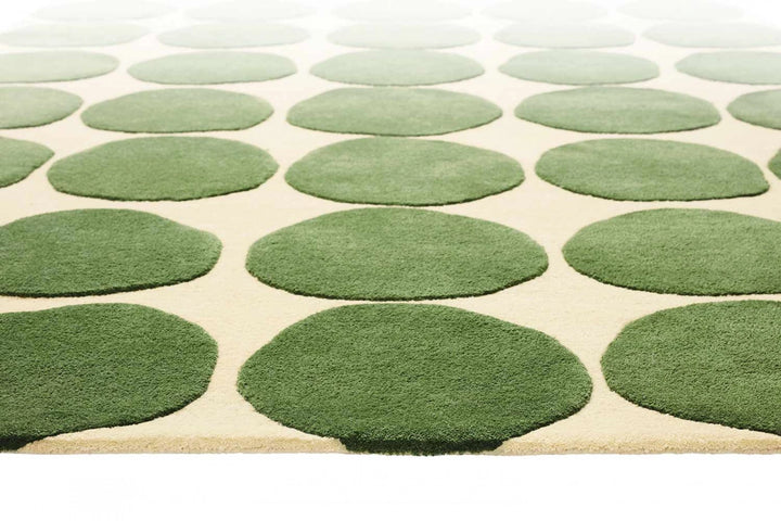 Hand Tufted Green Polka Dot Rug, Modern Scandinavian Area Rug, Abstract Wool Carpet, Minimalist Living Room Rug, Contemporary Bedroom Rug, Handmade Accent Rug, Custom Size