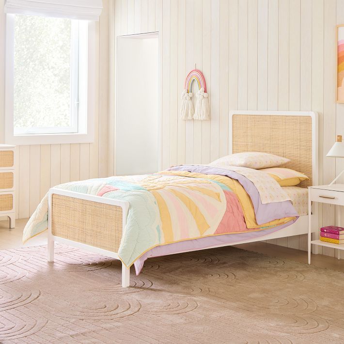 Modern Art Deco Hand-Tufted Rug | Blush Pink Geometric Rainbow Pattern Carpet | Minimalist Textured Area Rug for Living Room & Bedroom