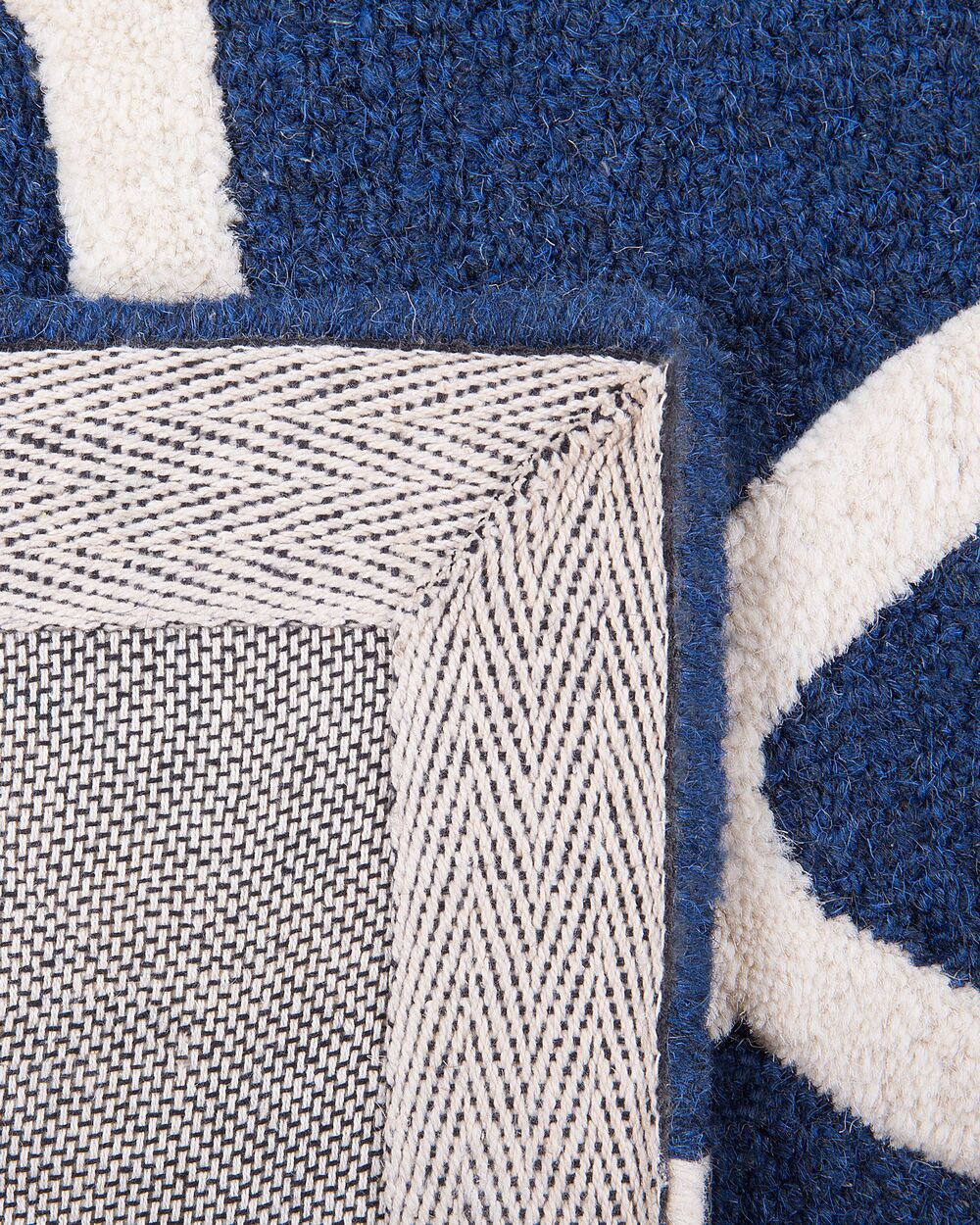 Moroccan Trellis Area Rug – Hand-Tufted Wool Navy Blue & Ivory Geometric Carpet for Living Room, Bedroom, Office & Modern Home Decor