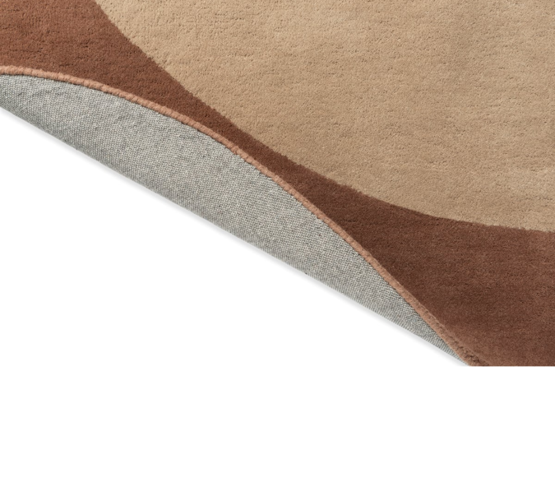 Modern Organic Shape Area Rug – Overlapping Beige & Brown Abstract Design for Contemporary Living Room & Bedroom Décor