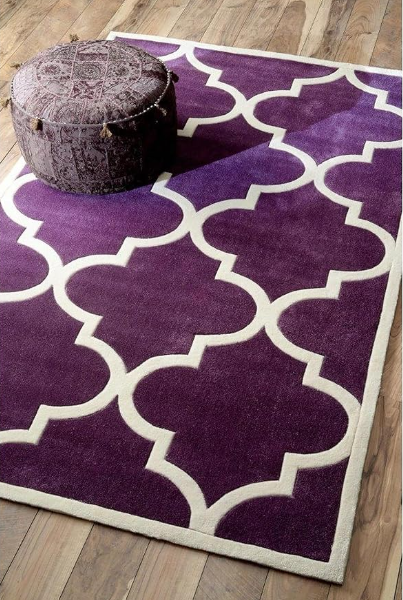 Purple Moroccan Trellis Area Rug – Modern Geometric Carpet for Living Room, Bedroom & Home Décor
