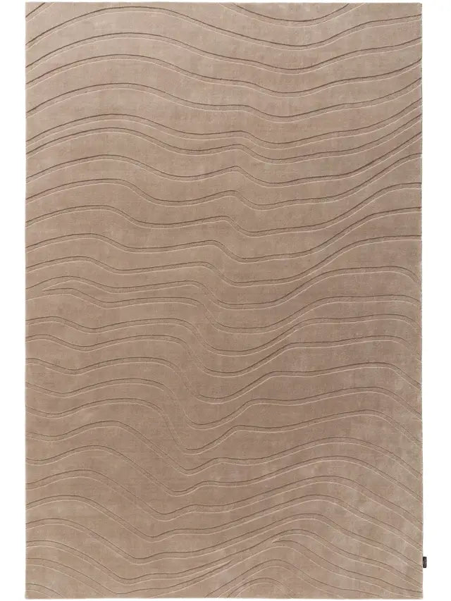 Contemporary Taupe Wave Design Area Rug – Modern Neutral Carpet for Living Room, Bedroom & Office Décor