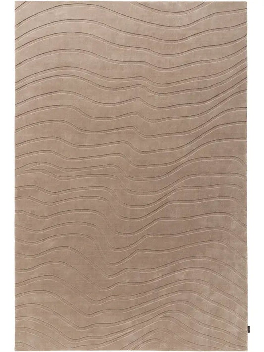 Contemporary Taupe Wave Design Area Rug – Modern Neutral Carpet for Living Room, Bedroom & Office Décor