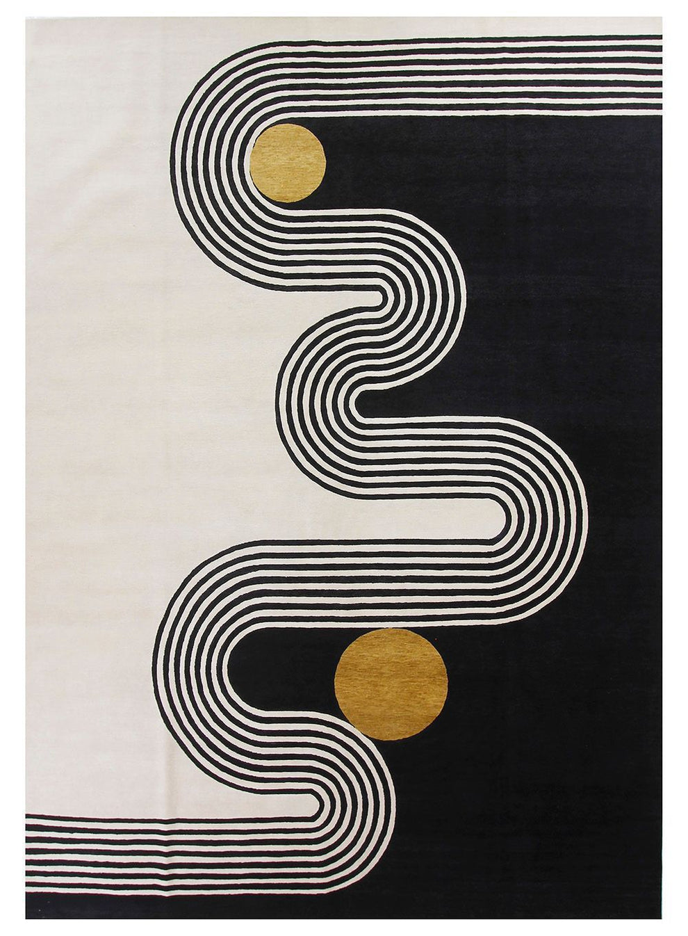 Black and White Abstract Modern Rug | Contemporary Geometric Carpet for Living Room, Bedroom & Home Décor