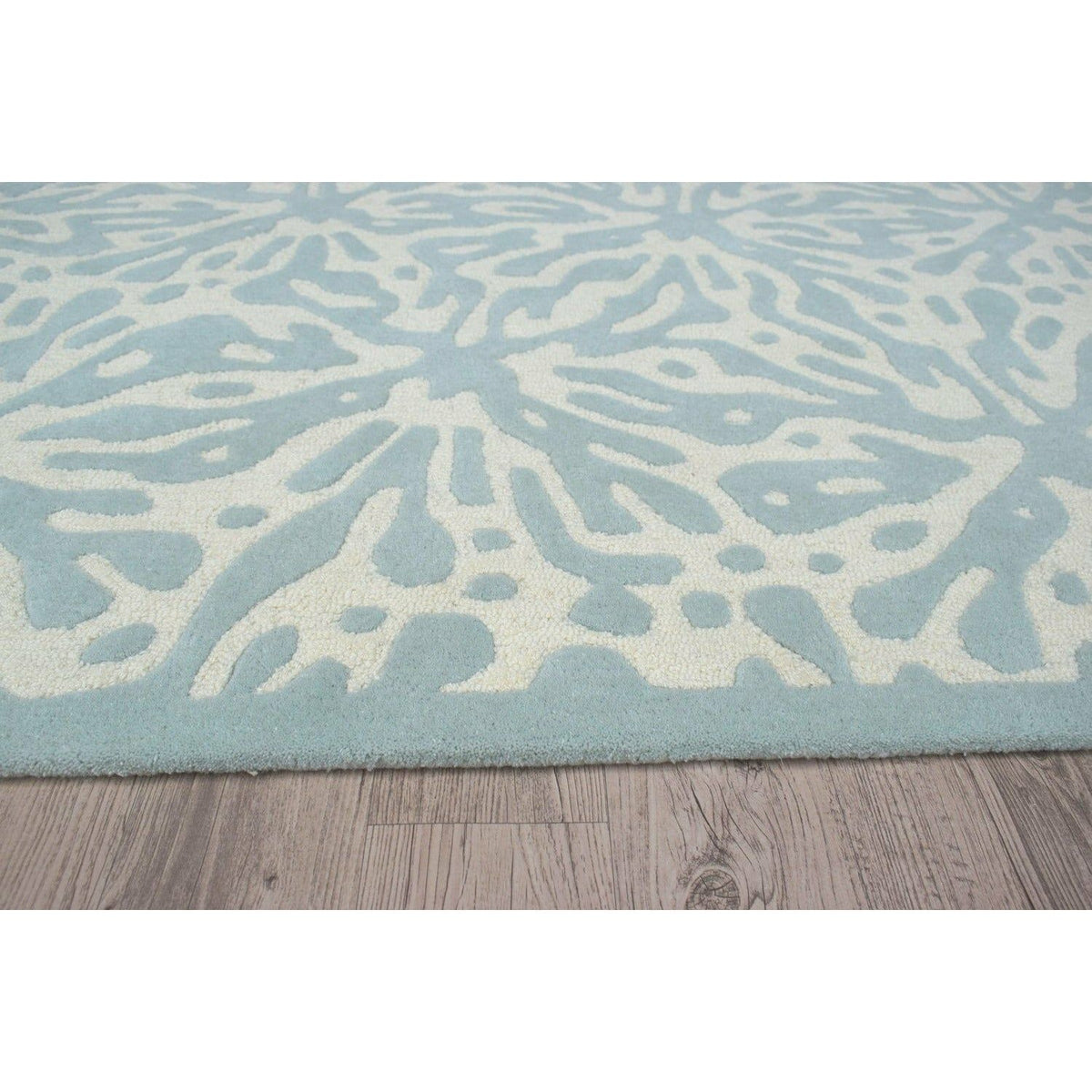 Luxury Hand-Tufted Blue & White Wool Rug – Modern Geometric Pattern Carpet for Living Room, Bedroom & Home Décor