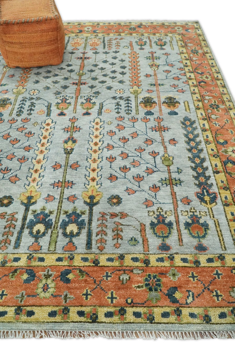 Handknotted Oushak Rug – Authentic Turkish Wool Area Carpet with Vintage Floral Design | Luxury Oriental Rug