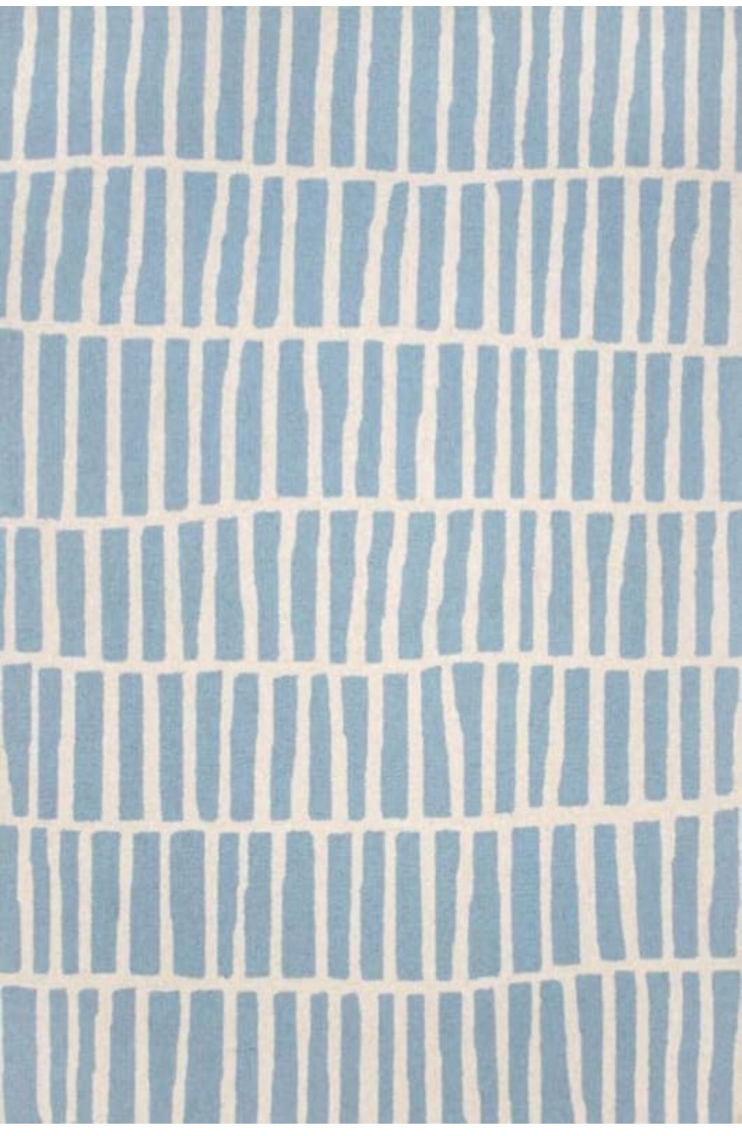 Handmade Blue and White Wool Rug – Modern Abstract Striped Carpet for Living Room, Bedroom or Nursery Decor