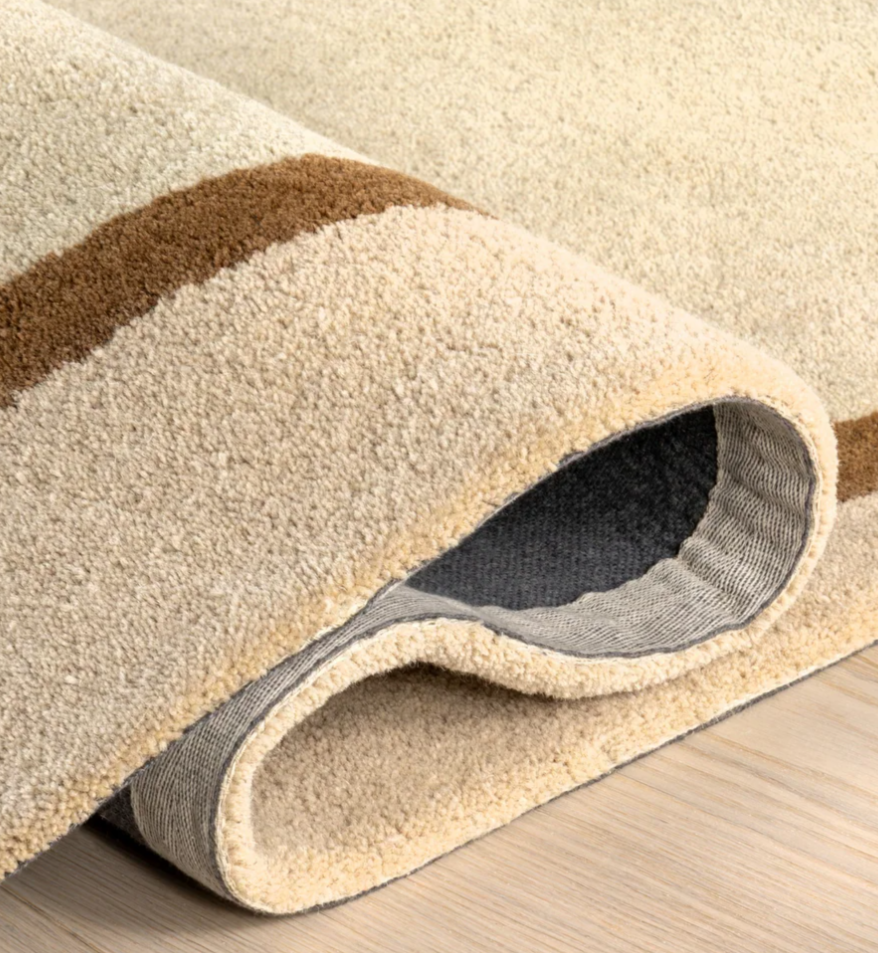 Modern Irregular Shape Rug – Hand-Tufted Beige & Brown Abstract Carpet for Living Room, Bedroom & Office Decor