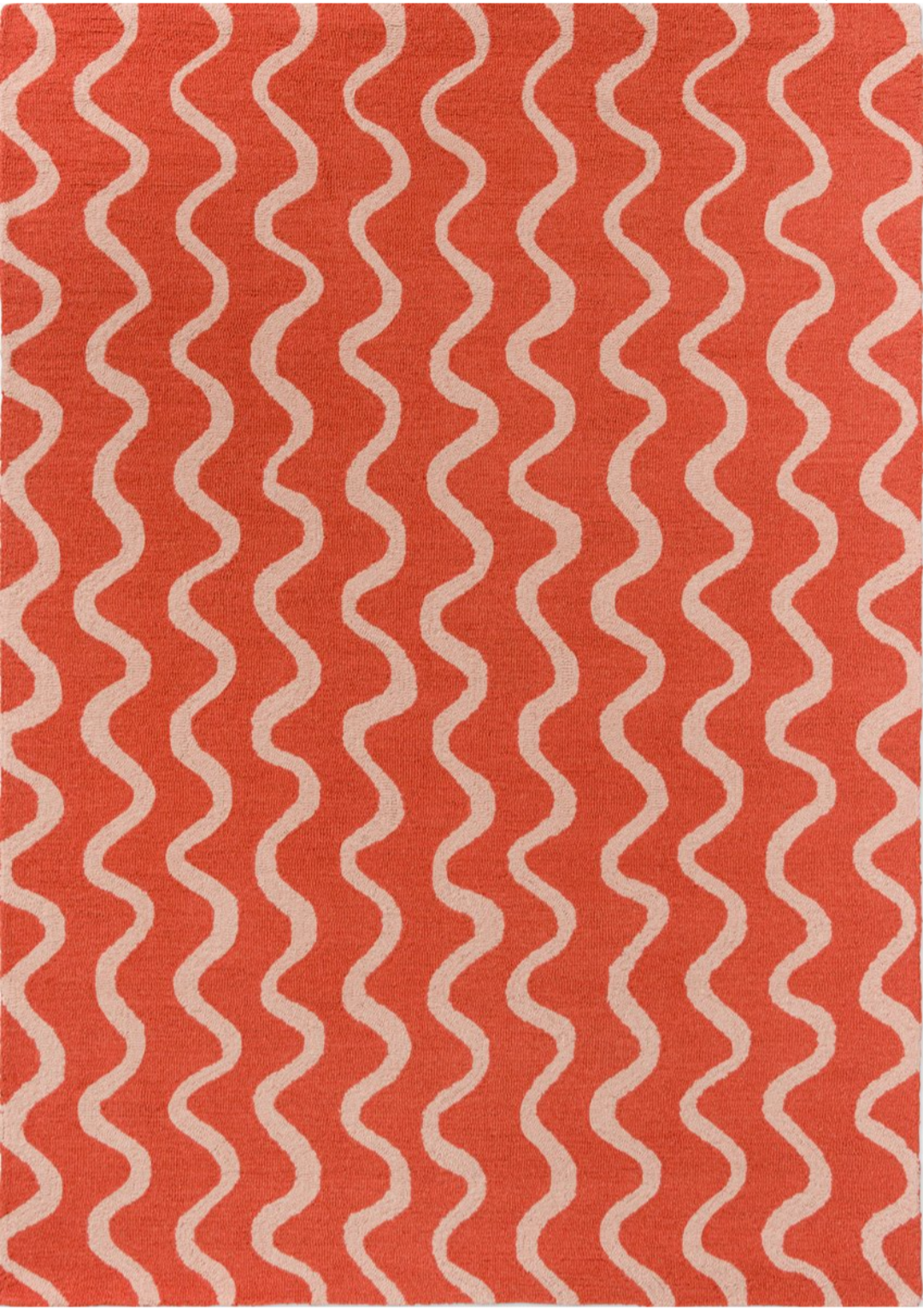 Modern Wavy Line Red & Beige Area Rug – Handcrafted Geometric Carpet for Living Room & Bedroom Décor