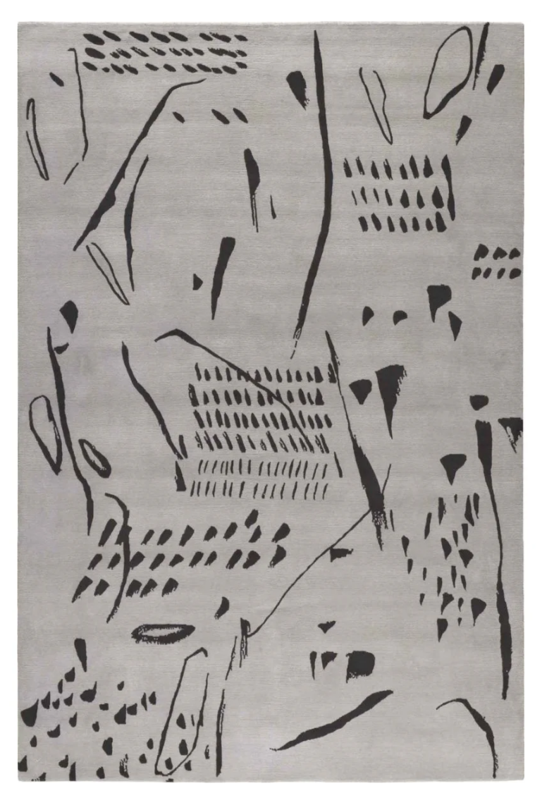 Modern Abstract Black and Grey Area Rug – Hand-Tufted Contemporary Carpet for Living Room, Bedroom & Office Décor