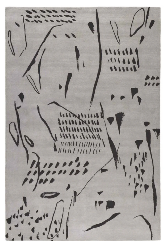 Modern Abstract Black and Grey Area Rug – Hand-Tufted Contemporary Carpet for Living Room, Bedroom & Office Décor