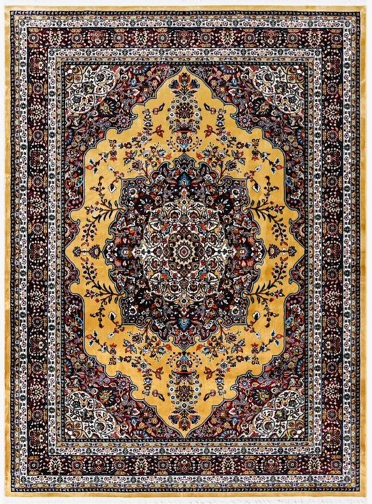Persian Silk Area Rug – Luxury Traditional Design, Soft Shiny Finish, Elegant Oriental Carpet for Living Room & Bedroom