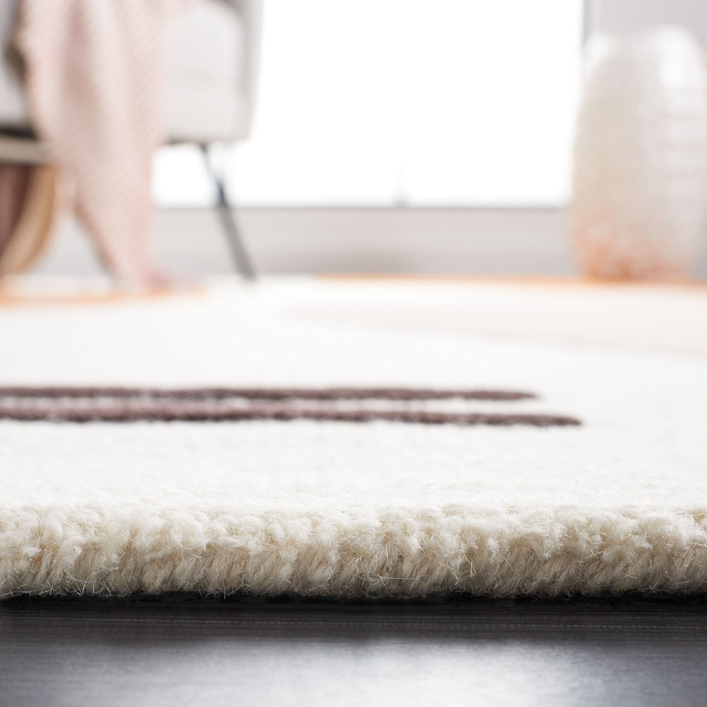 Modern Orange and Beige Abstract Area Rug – Minimalist Geometric Pattern Carpet for Living Room, Bedroom & Office Decor