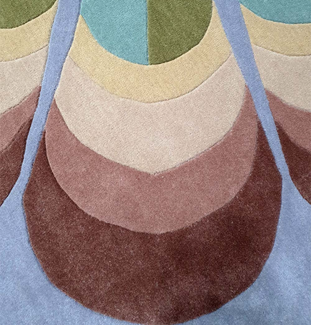Retro Round Area Rug – Mid-Century Modern Geometric Carpet for Living Room, Bedroom, or Studio Decor